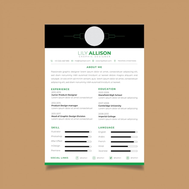 Resume design template minimalist cv