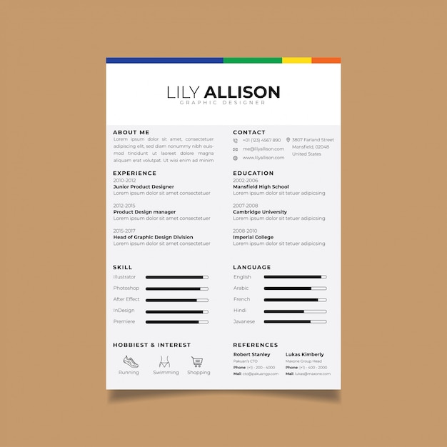 Resume design template minimalist cv