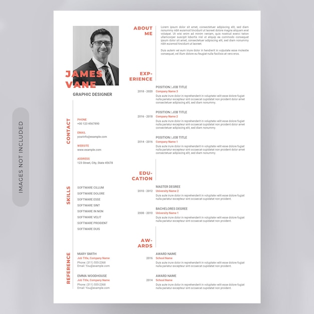 Resume Layout with Red Accents