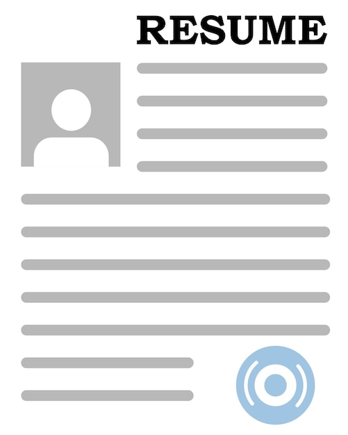 ベクトル 履歴書プロフェッショナル プロフィール スナップショットキャリア概要資格とスキルの概要職務経験のハイライトビジネスと広告のベクトル線アイコン