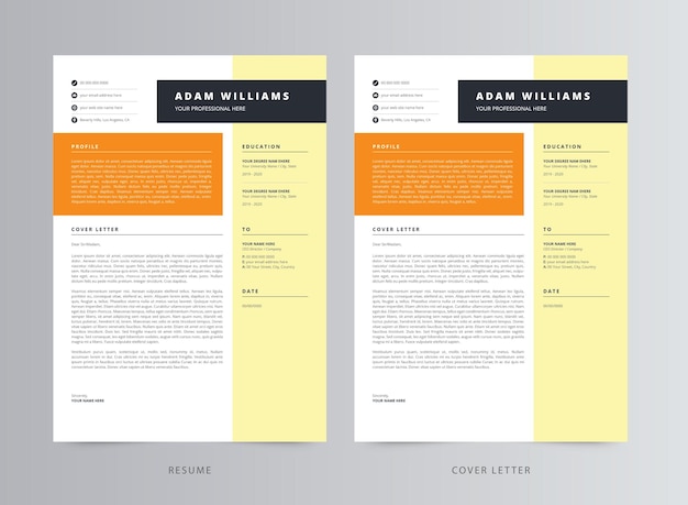 Vector resume template, professional modern resume template, cv template