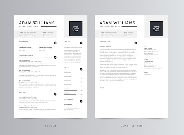 Vector resume template, professional modern resume template, cv template