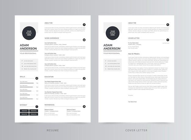 Vector resume template, professional modern resume template, cv template