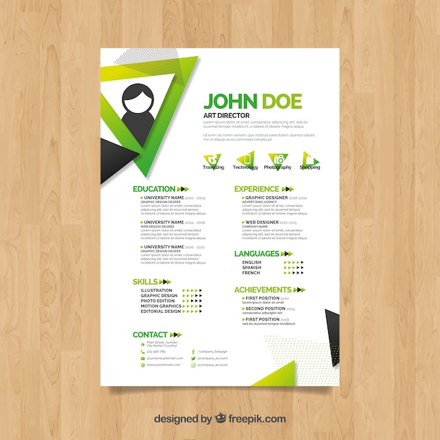 Resume template with geometric shapes