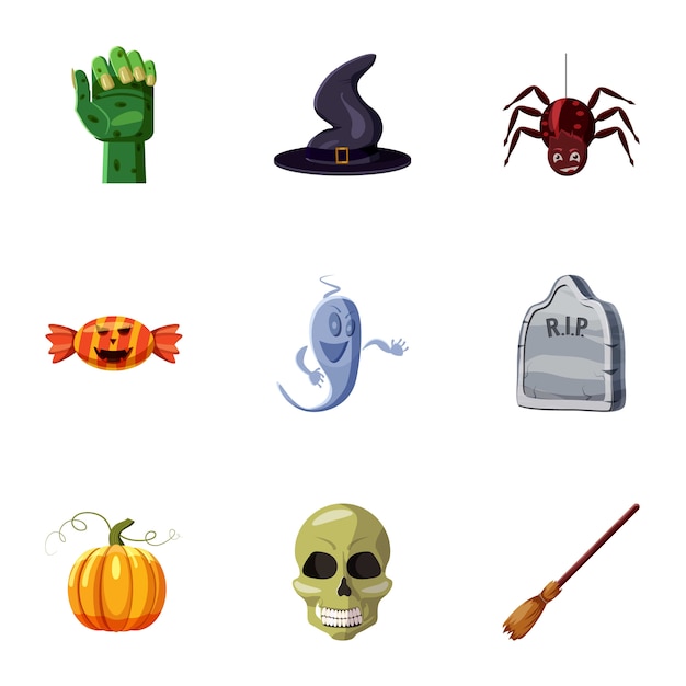 Resurrection of dead icons set, cartoon style