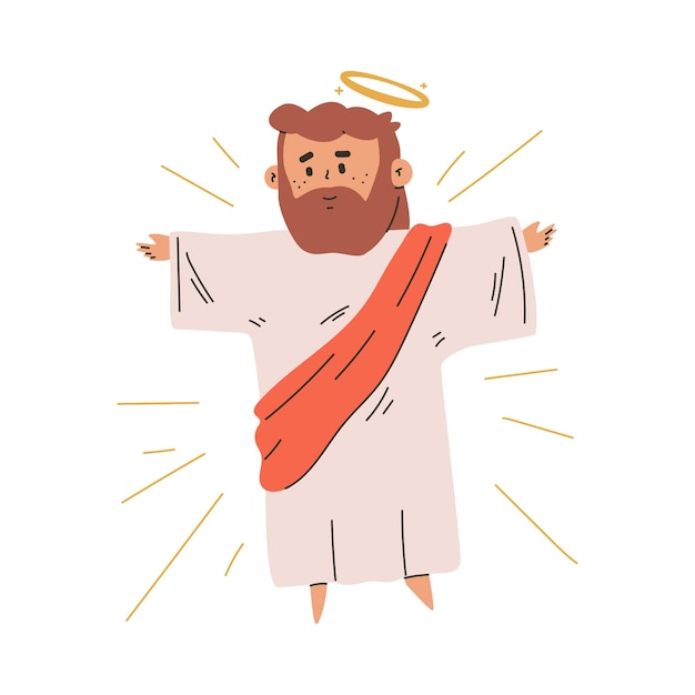 Воскресение иисуса векторная мультфильмная иллюстрация, изолированная на белом фоне