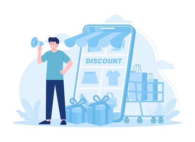 Retail big day sale and giveaway trending concept flat illustration