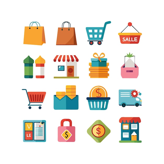Retail en Shopping Icon Set Collectie Vector Illustratie