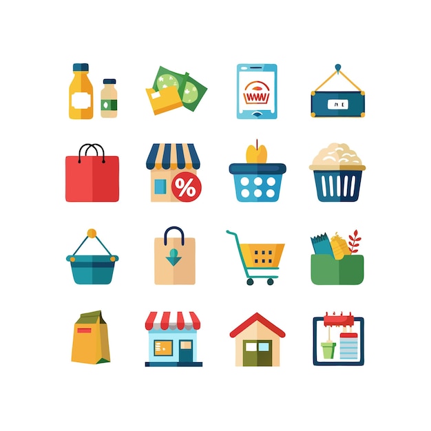 Retail en Shopping Icon Set Collectie Vector Illustratie