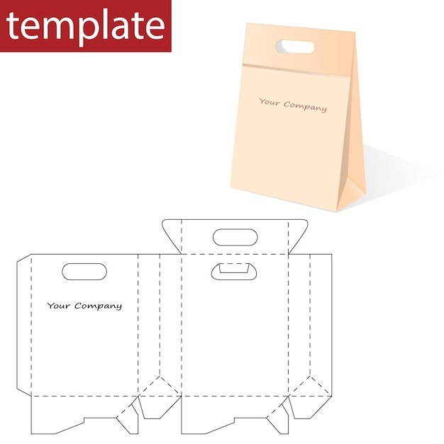 Sacchetto di carta al dettaglio con grafica vettoriale modello blueprint