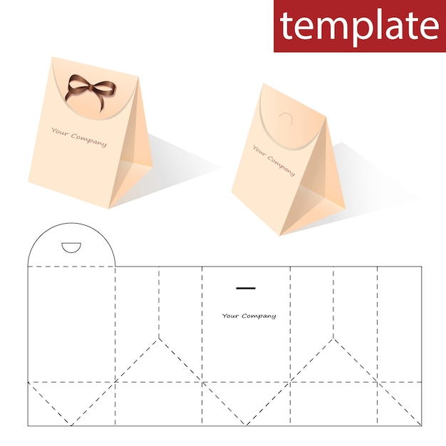 Розничный бумажный пакет с шаблоном