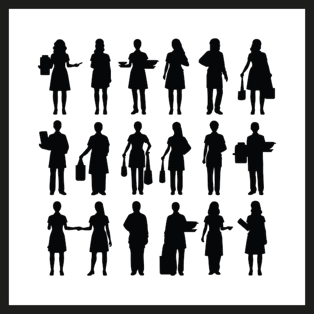 Vector retail staff black silhouette vector