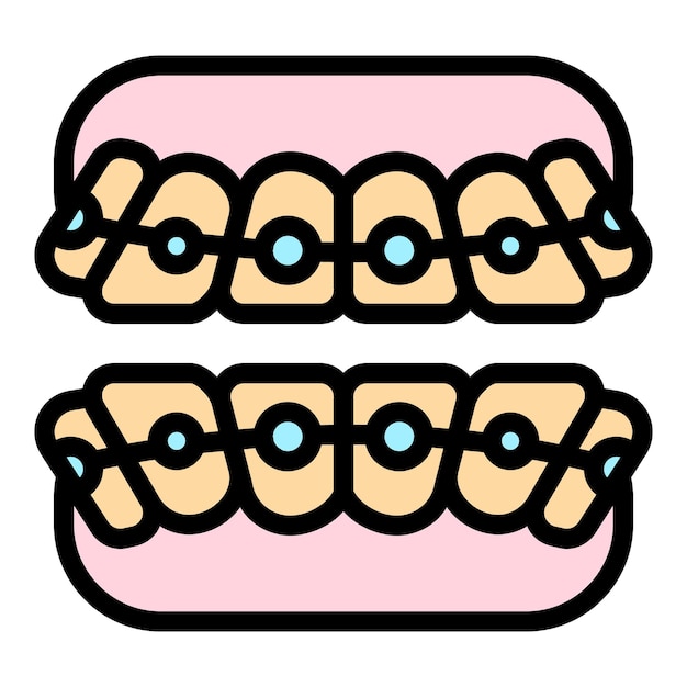 Iconica di parentesi dentali di ritenzione contorno di dentisti di ritenzione iconica vettoriale colore piatto isolato