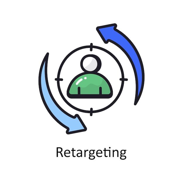 Retargeting filled outline doodle Design illustration Symbol on White background EPS 10 File