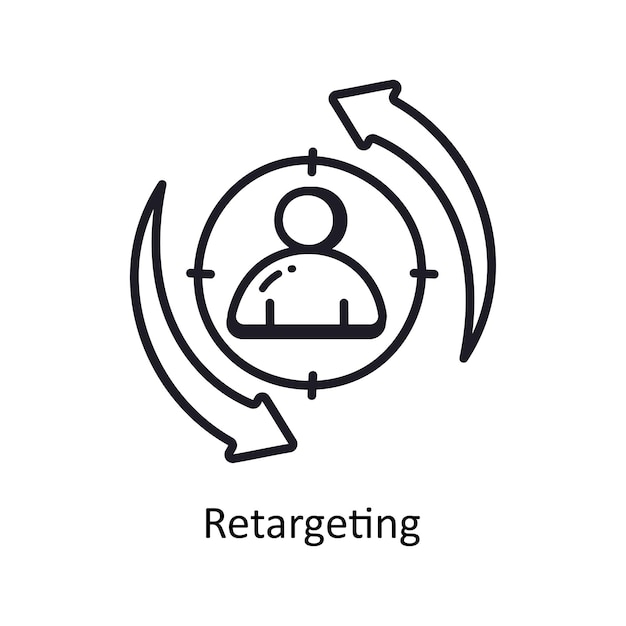 Retargeting outline doodle design illustration simbolo su sfondo bianco eps 10 file