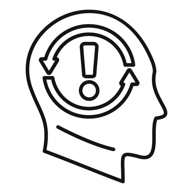 Rethink brain mind icon outline vector Idea plan problem