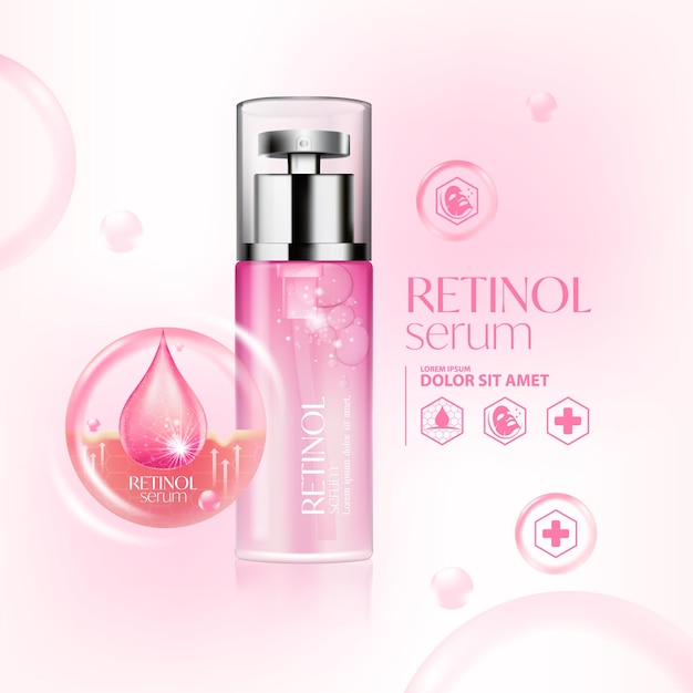 Vector retinol serum skin care cosmetic
