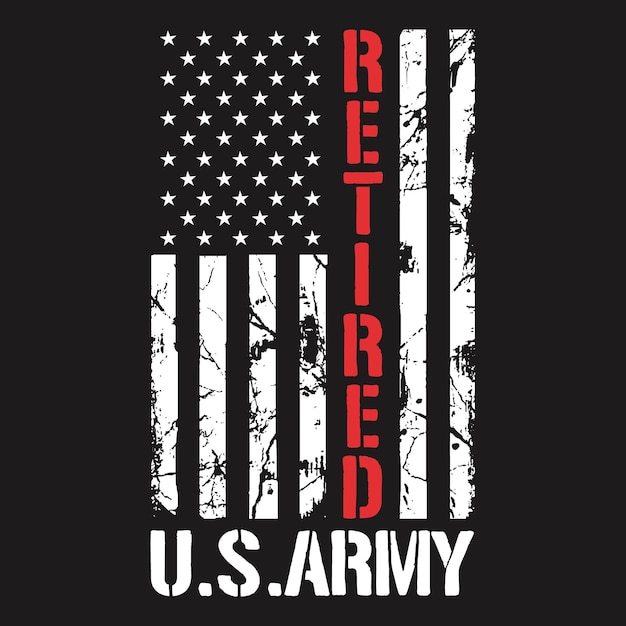 Пенсионная рубашка с флагом армии США Пенсионная армейская рубашка