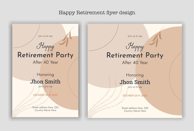Retirement Flyer Design Template Retirement Party Invitation Layout square banner and a4 poster