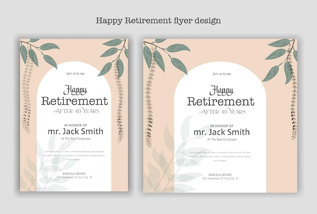 Retirement Flyer Design Template Retirement Party Invitation Layout square banner and a4 poster