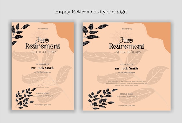 Retirement Flyer Design Template Retirement Party Invitation Layout square banner and a4 poster