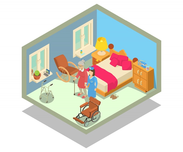 Vector retirement home concept scene