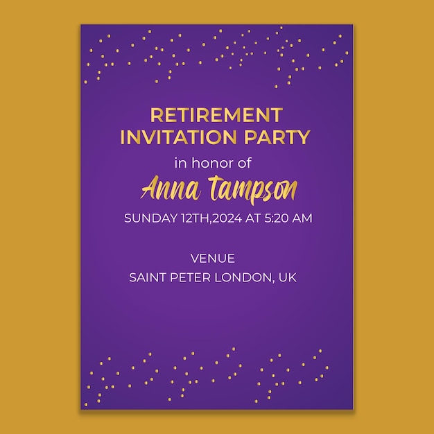 Vector retirement invitation card design template