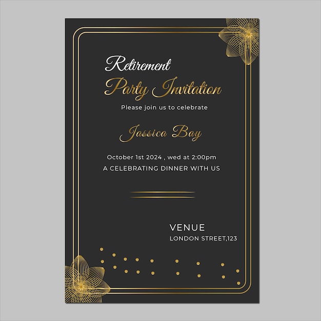 Vector retirement invitation party flyer