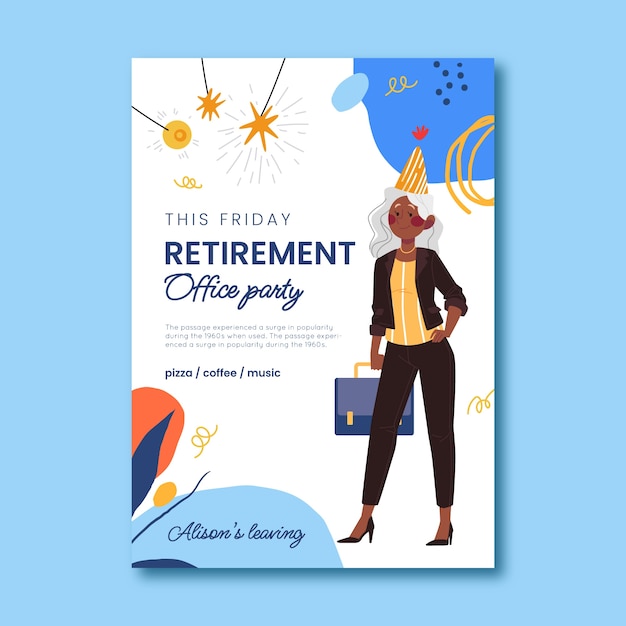 Vector retirement party poster template