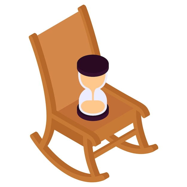 Retirement Plan Insurance isometric Concept rocking chair with sand glass Pension Fund vector