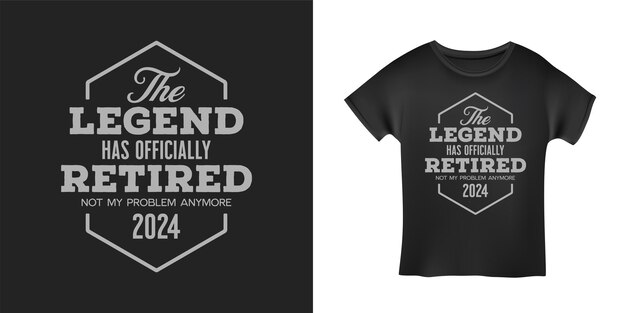 Вектор Дизайн футболки, связанной с отставкой легенда ушла на пенсию цитата векторная винтажная иллюстрация