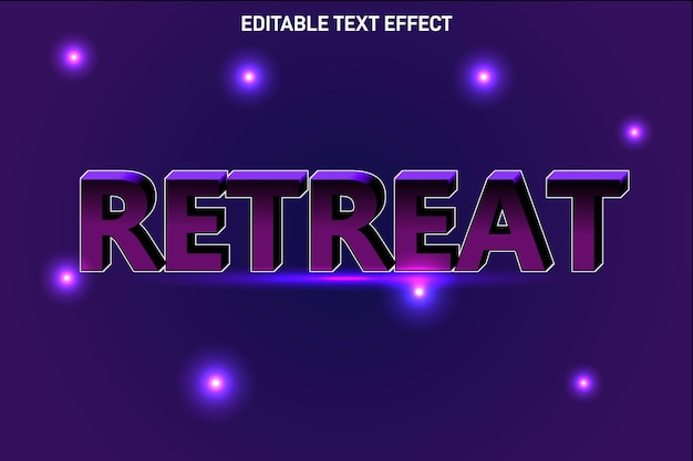 Retreat editable Text effect 3 Dimension emboss neon style