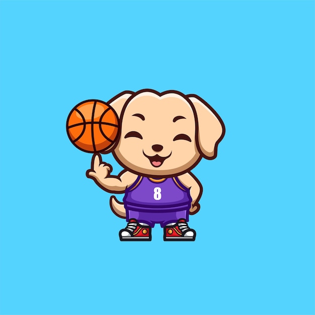 Retriever Basketbal Leuke Creatieve Kawaii Cartoon Mascotte Logo