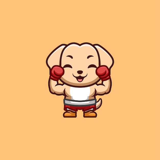 Retriever boxer leuke creatieve kawaii cartoon mascotte logo