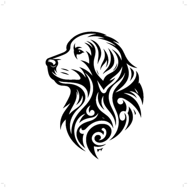 Retriever dog in modern tribal tattoo abstract line art of animals minimalist contour vector