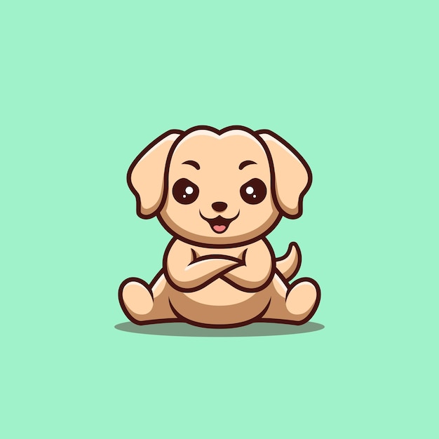 Vector retriever sitting angry cute creative kawaii cartoon mascot logo