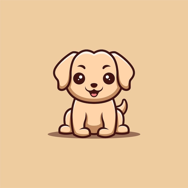 Retriever Sitting Happy Cute Creative Kawaii Cartoon Mascot Logo