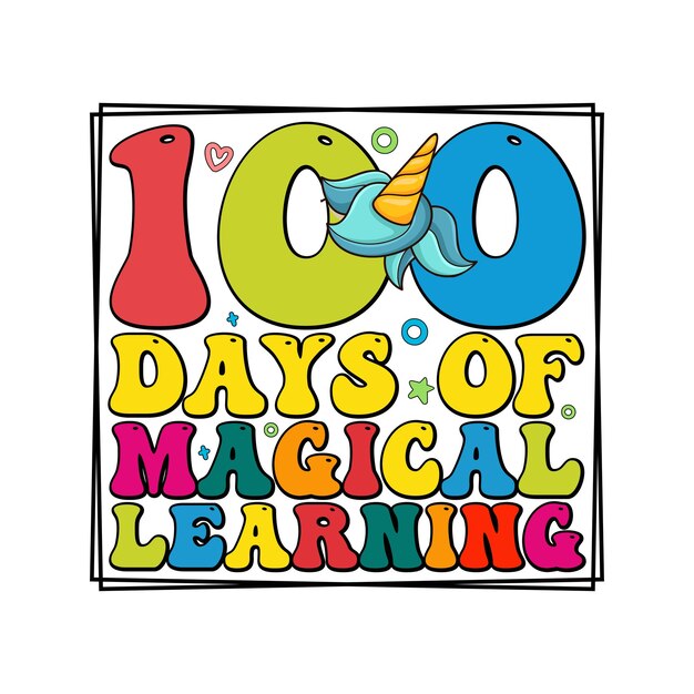 Retro 100 days of school t-shirt design