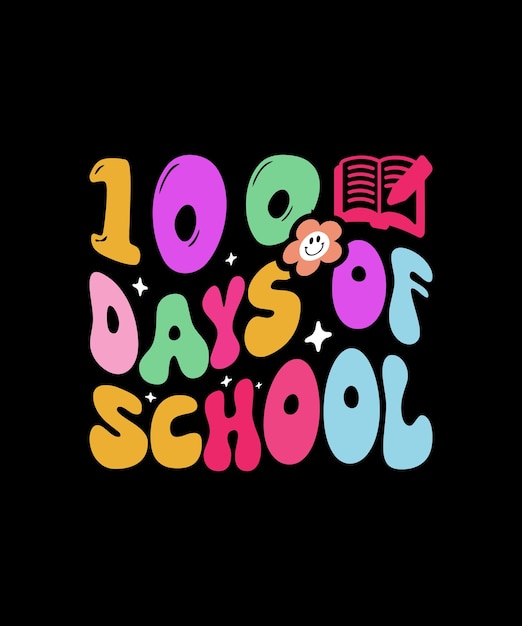 Vector retro 100 days of school tshirt design