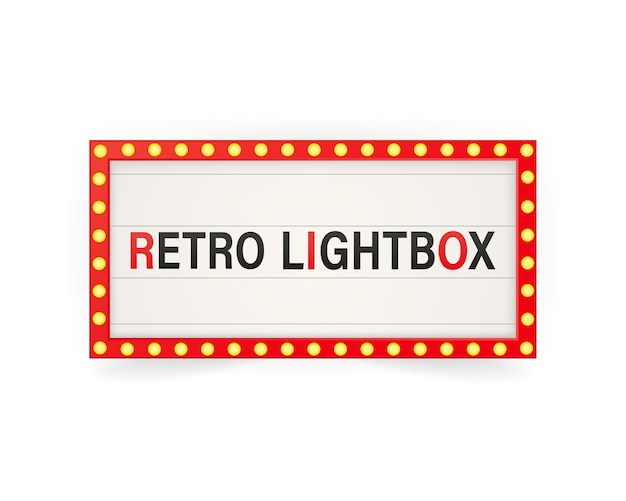 Vector retro 3d advertising with retro lightbox on background for banner design