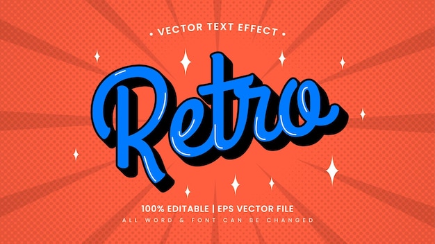 Retro 3d-bewerkbaar tekststijleffect