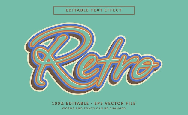 Vector retro 3d bewerkbare teksteffect sjabloonstijl