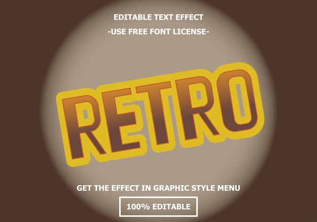 Modello retro effetto testo modificabile 3d. vettore di licenza per font premium gratuito