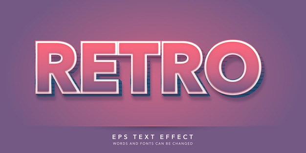 Vector retro 3d editable text effect
