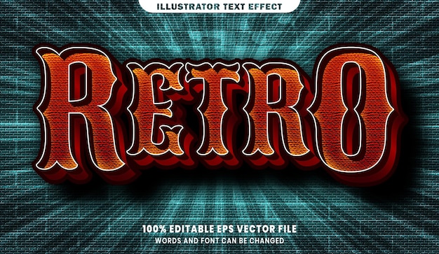 Vector retro 3d editable text style effect