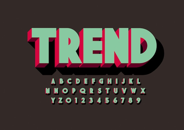 Retro 3D Fashion Font Design Vector