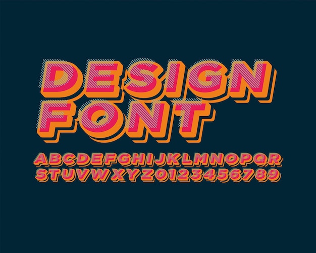 Retro 3D Font Effects Letter Vector