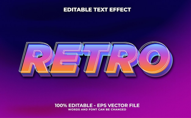 Retro 3d modern editable text effect template style premium vector