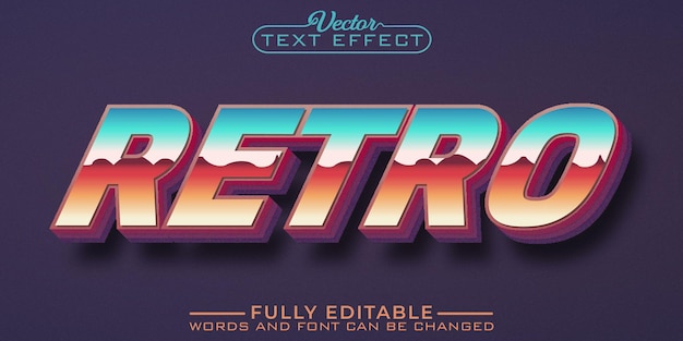 Vector retro 70's 80's editable text effect template