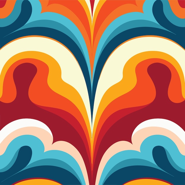 Retro 70s Symmetric Pattern Vector Illustration Design for Nostalgic Projects